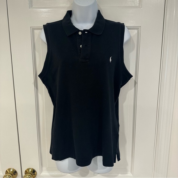 Ralph Lauren Golf women’s black sleeveless cotton polo shirt size large - Picture 1 of 8